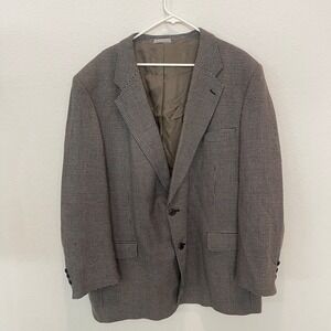 Ferrucci Mens 52T Houndstooth Wool Silk Blend Blazer Jacket‎ Made in Canada